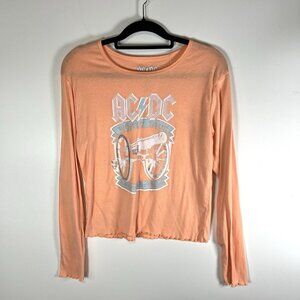 AC/DC Women's Size 2XL‎ Orange Graphic Print World Tour Long Sleeve T-shirt